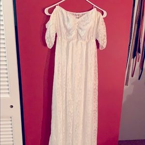 Lace maternity off the shoulder dress